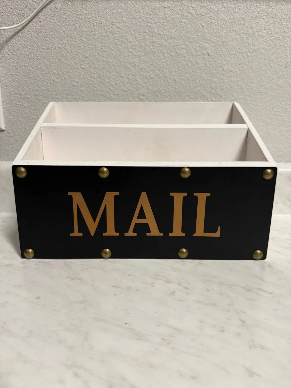MAIL Wooden Mail Organizer - Black and White